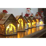 6 Casinhas De Natal Mdf Cru 9x8 5 X 10 5 Altura Com Led