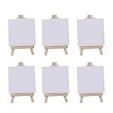 6 Conjuntos Pequena Tela De Pintura Mini Tela Para Pintura Cavalete De Desenho De Mesa Placa De Pintura A Óleo Mini Painéis De Lona De Arte Filho Volume Prancheta De Desenho Bambu