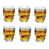 6 Copos Caveira Tequila Shot Dose Whisky Cachaça Vidro 45ml