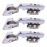 6 Dobradiças Inox Reta Amortecedor Click Armários Parafuso