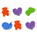 6 Esponja De Banho Infantil Macia Bichinhos Figuras Alegres