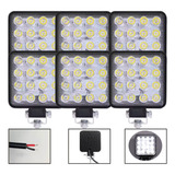 6 Farol Milha 16 Led 48w 12v 24v Quadrado Off Road Universal