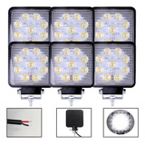 6 Farolete De Milha Led Quadrado 9 Leds 12v24v 27w Off Road