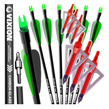 6 Flechas Carbono Arco Nature 30 6 Pontas Caça B13 Vixion Cor Verde