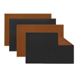 6 Jogo Americano Premium Café Preto Dupla Face Sua Logo