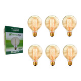 6 Lâmpada Filamento De Carbono G95 40w 110v E27 Retrô Vintage Decorativa Branco Quente Green Age