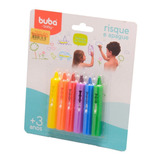 6 Lápis Coloridos Para Banho Risque E Apague Buba 