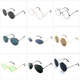 6 Oculos De Sol Redondo Feminino Masculino Estilo Ozzy Retro