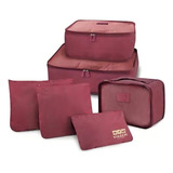 6 Organizador De Mala P Viagem Necessaire Jacki Design Cor Bordô