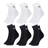 6 Pares Meias Puma Cano Médio Esportiva Malha Fina Original