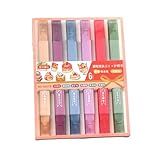 6 Peças Caixa Caneta De Marcação De Cabeça Macia Com Fragrância Colorida Série De Cores Claras Ponto Chave Caneta De Marcação De Cabeça Dupla Poste Quadrado Cartão Baixo Coração