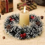 6 Peças De Anéis De Vela De Natal De 10 4 Cm Suporte De Grinalda De Velas De Frutas Artificiais De Natal Com Pinhas Para Pilar Rústico Decoração De Mesa De Casamento