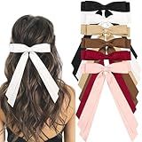 6 Peças De Grampos De Cabelo Com Laço De Fita Para Mulheres E Meninas Presilhas De Borla De Cetim Sedoso Com Cauda Longa Grampos De Laço De Cabelo Fofos Acessórios De Estilo De Cabelo 6 Cores 