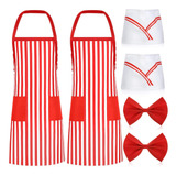 6 Peças Halloween 1950s Kit De Fantasia De Garçom Soda Jerk