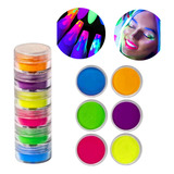 6 Pigmento Pó Neon Sombra Make Unhas Decoração Nail Art Make