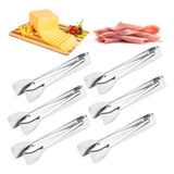 6 Pinça Pegador Universal Doces Salgados Lanches Em Aço Inox