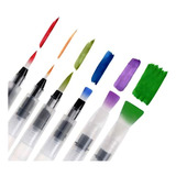 6 Pincéis Aquarela Water Brush Reservatório Agua Aquabrush