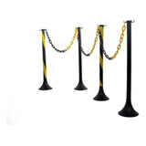 6 Postinhos Pedestal Balizador Filas 12m Correntes Elo P