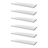 6 Prateleiras 90x25 Mdf Branco Suporte Flutuante Invisível