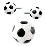 6 Puxador Bola De Futebol 3x3 Cm Decorado Resina
