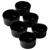 6 Ramekin Canelado Preto 200ml Porcelana