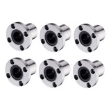 6 Rolamento Linear Lmf12uu Com Flange Para Eixo Guia 12mm