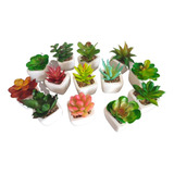 6 Suculentas Cactos Plantas Artificiais Vasinhos Mini Vasos