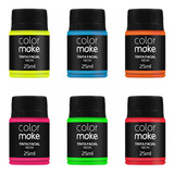 6 Tinta Líquida Flúor 25ml Colormake todas As Cores
