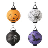6 Unidades Lanterna De Papel Com Led 20cm Halloween