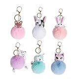 6 Unidades Pingente De Bolsa De Roupas Chaveiro Puff Chaveiro De Boneca De Gato Chaveiro De Peludo De Páscoa Porta Chaves De Carro Animal Decoração Mochila Pelúcia Brinquedo