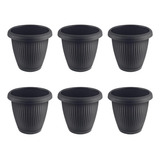 6 Vasos Flor Plástico Médio C prato 3 2l Moderno Decorativo