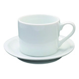 6 Xicara Com Pires P Chá Café 200 Ml Porcelana Branca