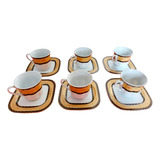 6 Xicaras Antigas Em Porcelana Fina P café branco Dourado