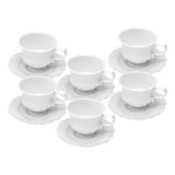 6 Xícaras De Chá Wolff Fancy De Porcelana Branco 200ml