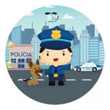 60 Adesivo Redondo Tags Policial Menino Policia 3cm