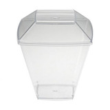 60 Copinho Copo Acrílico Quadrado C/ Tampa 150 Ml Quadratto