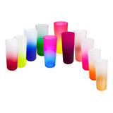 60 Copos Long Drink Degradê Acrílico 330 Ml