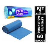 60 Sacos Lixo Azul 50 Litros