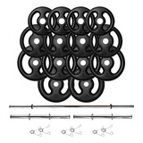 60 Kg Anilhas Ferro Fundido Barra Supino 1 50m E Halteres