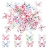60 Peças De Mini Borboletas Para Artesanato- Apliques De Grampos De Cabelo De Borboletas De Organza- Aplique De Borboleta Para Fazer Joias- Festas De Casamento- Reuniões- Decoração De Jardim