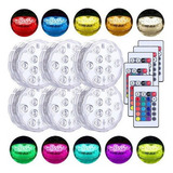 6pcs Colorido Led Luz Decorativa Piscina Com Controle Remoto