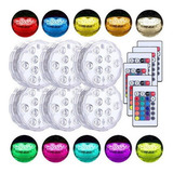 6pcs Colorido Led Luz Decorativa Piscina Com Controle Remoto