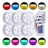 6pcs Colorido Led Piscina Luz Com 6 Remoto