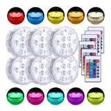 6pcs Colorido Led Piscina Luz Decorativa Com Controle Remoto