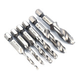 6pcs/set Brocas Métrica Rosca M3-m10 Titânio Hss 1/4