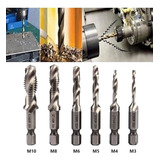 6pcs/set Brocas Métrica Rosca M3-m10 Titânio Hss 1/4