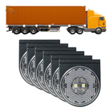 6x Lanterna Lateral 2 Led 12/24v Caminhão C/ Suporte Cristal