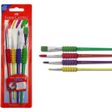 6x Pincel Soft Touch Faber Castell - Kit 4 Pincéis Coloridos