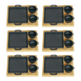 6x Tabua Madeira Chapa Ferro Fundido 2 Cumbuca Molho Petisco