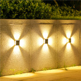 6x Arandela Solar 4 Focos Parede Slim 12 Fachos Led Externa